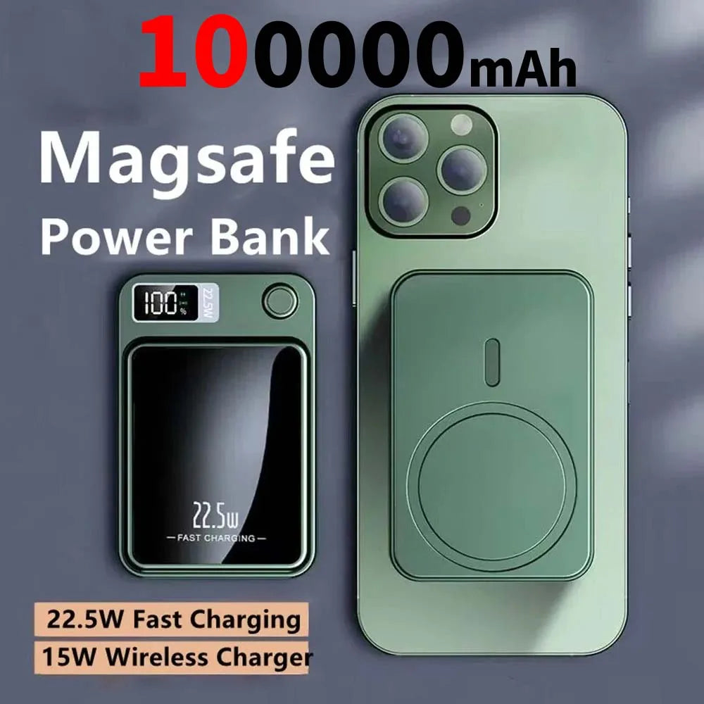 Lenovo 100000mAh  Magnetic Powerbank Magnetic Power Bank Wireless Fast Charger For iPhone Backup battery For Magsafe Xiaomi Car Mobile World