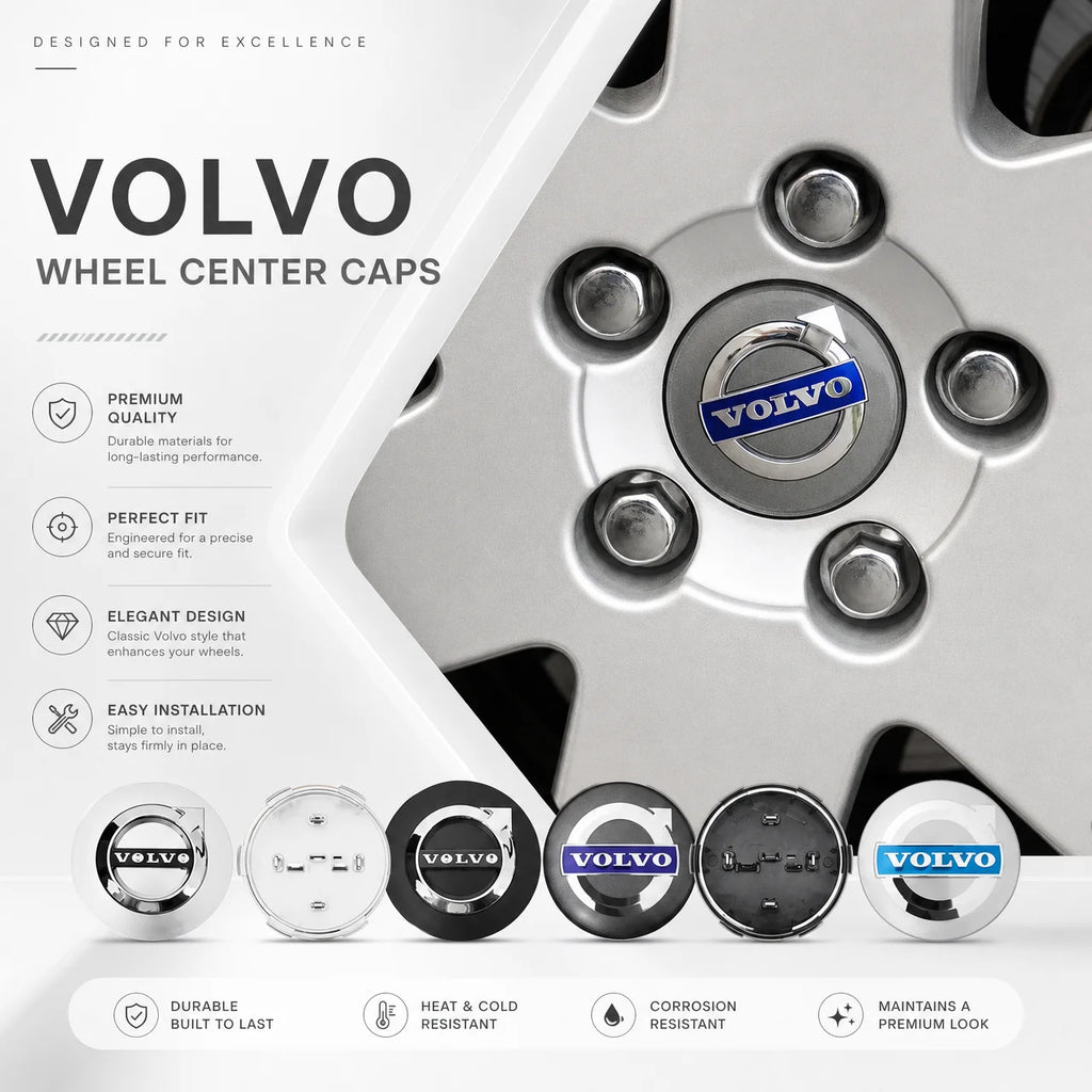 AA-4Pcs 64mm Volvo Car Wheel Hub Center Caps, Logo Emblem Wheel Rim Covers XC40 XC60 XC90 S60 S90 V50 V70 V60 Auto Accessories