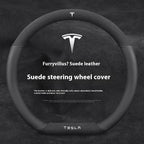 For Tesla Model 3 Model Y Model S Model X Roadster Suede Anti-slip Breathable Leather Car Steering Wheel Cover Auto Accessories CM World