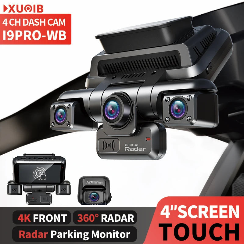 XUOIB 4CH GPS Dash Cam I9pro-wb Front 4K/2K+3*1080P for Car 360 DVR Camera 24H Parking Mode WiFi Video Recorder IR Night Vision Car Mobile World
