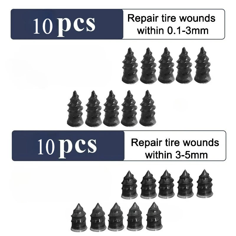 10/20/30Pcs Car Tyre Repair Rubber Nail Set Universal Motorcycle Tyre Repair Nails Truck Scooter Bike Tire Puncture Repair Tool