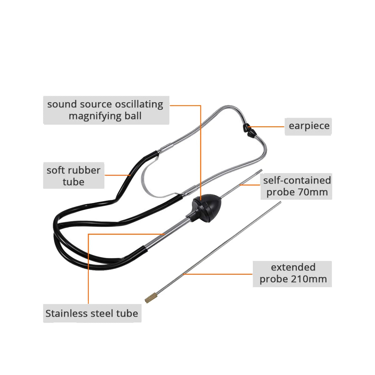 Automotive Stethoscope Mechanical Car Cylinder Tools Tool Amplification Inspection Examination Workshop Equipment Mechanic Auto CM World