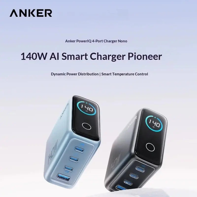Anker 140w Gan Charger Pd 100w Multi Port Digital Display Ai Temperature Control Fast Charging For Macbook Laptop Phone Tablet Car Mobile World