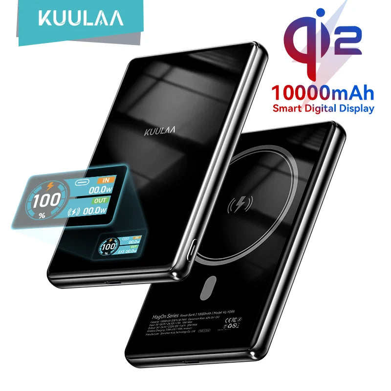 KUULAA Qi2 Magnetic Power Bank 10000mAh PD20W Portable Charger Wireless External Battery for iPhone17 16 15 14 Pro Max Powerbank Car Mobile World