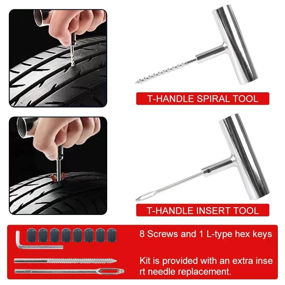 Tyre Repair Kit 45PCS Motorcycle Car Accessories Studding Tool Set Puncture Pug Set Car Tire Repair Tool  Auto Bike Tire Repair CM World