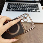 Luxury Business Textured Leather Phone Case, 360° Rotatable Stand Magnetic Protective Cover for iPhone 17 Pro Max 16 15 14
