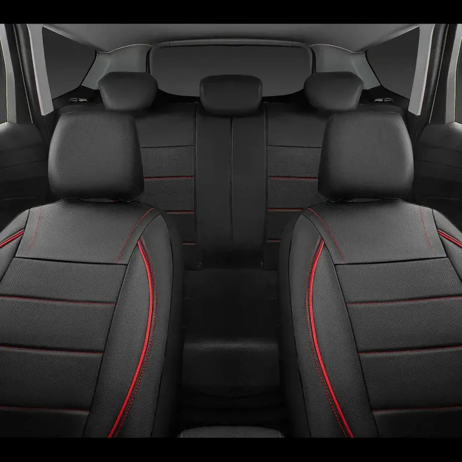 Universal Leather Car Seat Covers Red Simple Waterproof 5 Seat Car Seat Cover Car Mobile World