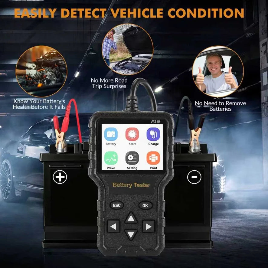 V611B 2026 Car Battery Health Checker Auto Electrician Tool for Assessing Vehicle Battery Condition