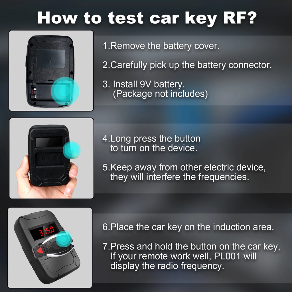 WOYO Frequency Tester Car Key 10-1000MHZ, PL001 Door TV RF IR Remote Control Tester Detector Inspection Tool, 315,433,868,902MHZ CM World
