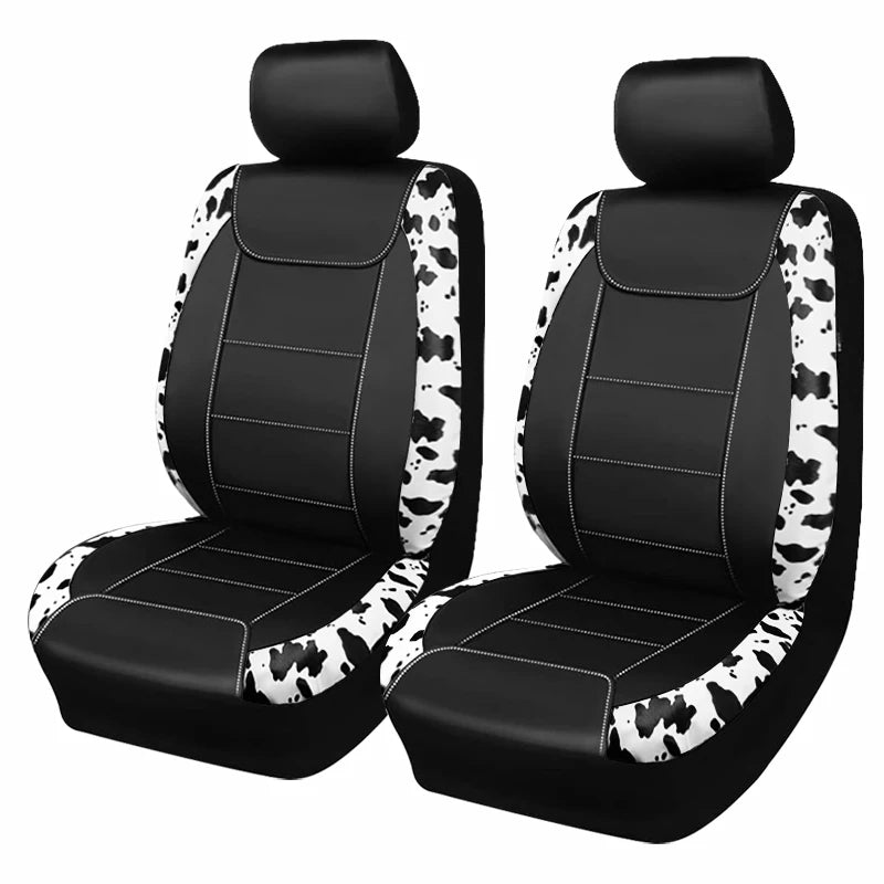 AUTOKING Cow Print Leather Seat Covers Fit For Most Car SUV Truck Van Universal Car Seat Covers Car Accessories Interior CM World