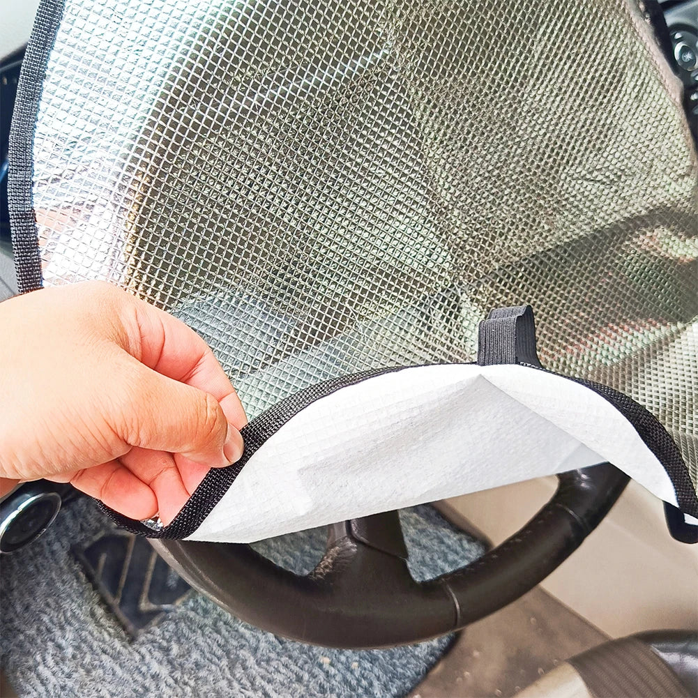 Steering Wheel Cover Sun Shade Anti-Heat Aluminum Foil Auto Interior Protector Block UV Rays Cool in Summer Vehicle Accessories CM World