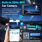 4K 2160P Ultra HD Dash Cam Night Vision With Back 2.5K 1440P Rear Car Video Camera WiFi GPS Logger G-Sensor Loop Recording