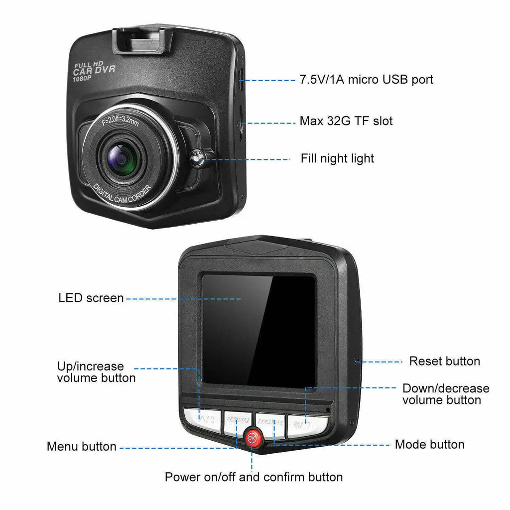 1080p universal in-car dashcam with a 2.2-inch LCD screen – continuous recording, 24/7 parking surveillance and motion detection, no batteries required Car Mobile World