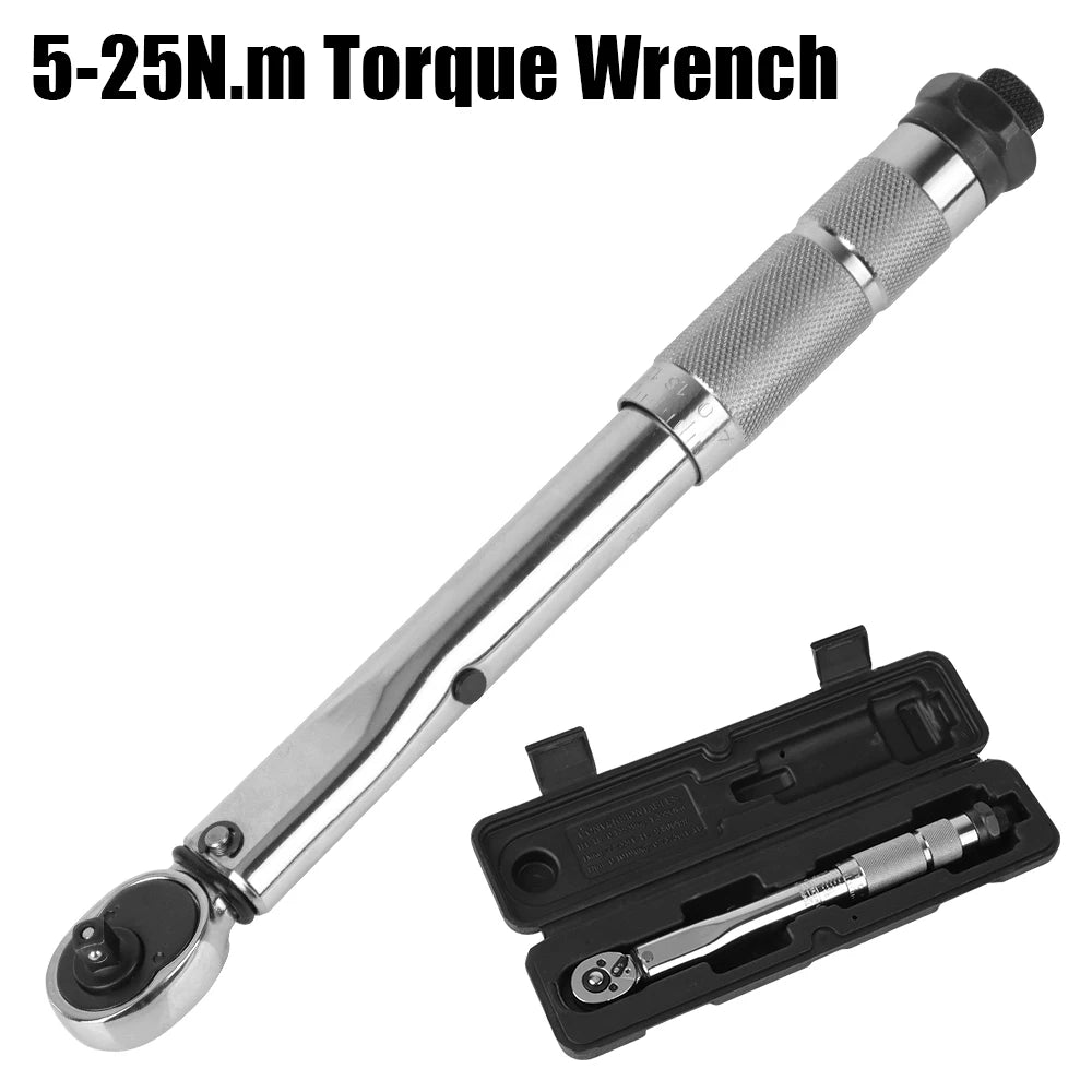 1/4'' Drive Adjustable Torque Wrench Professional 5-25N.m Micrometer Car Bike Motorbike Disassembly Tool Spanner Hand Tool