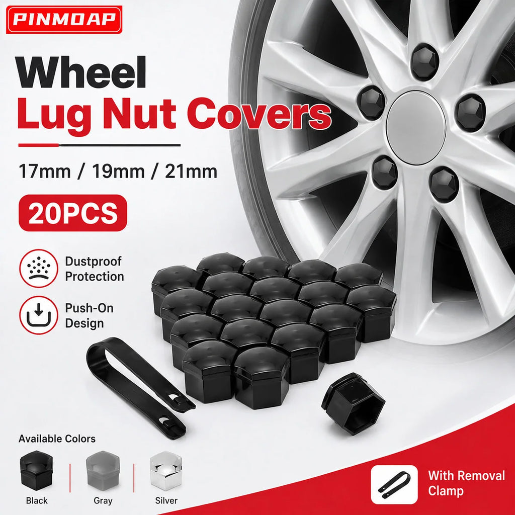 PINMOAP 17/19/21mm Car Wheel Nut Covers Car Lug Nut Caps Protective Dust Guard Decorative Trim for Car SUV Truck Wheel Styling