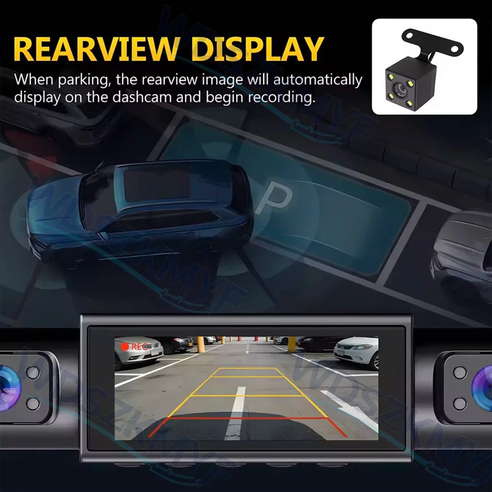 4CH Dash Cam FHD 1080P WiFi Video Recorder Car DVR 3Cam Night Vision Front left right Rear Black Box 24H Parking Loop Recording