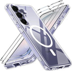 Transparent Magnetic Case for Samsung Galaxy S26 Ultra/S26+/S26 with 2 Pcs Fingerprint Unlock Screen Protector Shockproof -Clear
