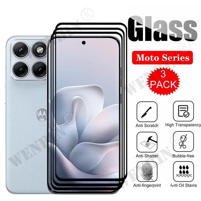 3 Pcs Tempered Glass For Motorola Edge 70 Fusion 60 50 Pro Neo G77 G67 G17 Curved Full Cover Screen Protector Car Mobile World