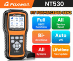 For BENZ FOXWELL NT530 OBD2 Scanner All System Scan Code Reader Active Test ECU Coding OBD OBD2 Car Diagnostic Tool Free Update Car Mobile World