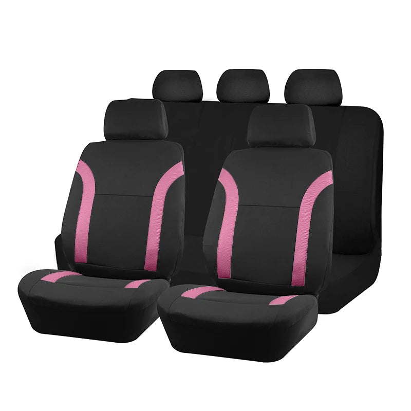 AUTO PLUS Sports Universal Polyester Car Seat Cover Set Fit Most Car Plain Fabric Bicolor Stylish Car Accessories Seat Protector CM World
