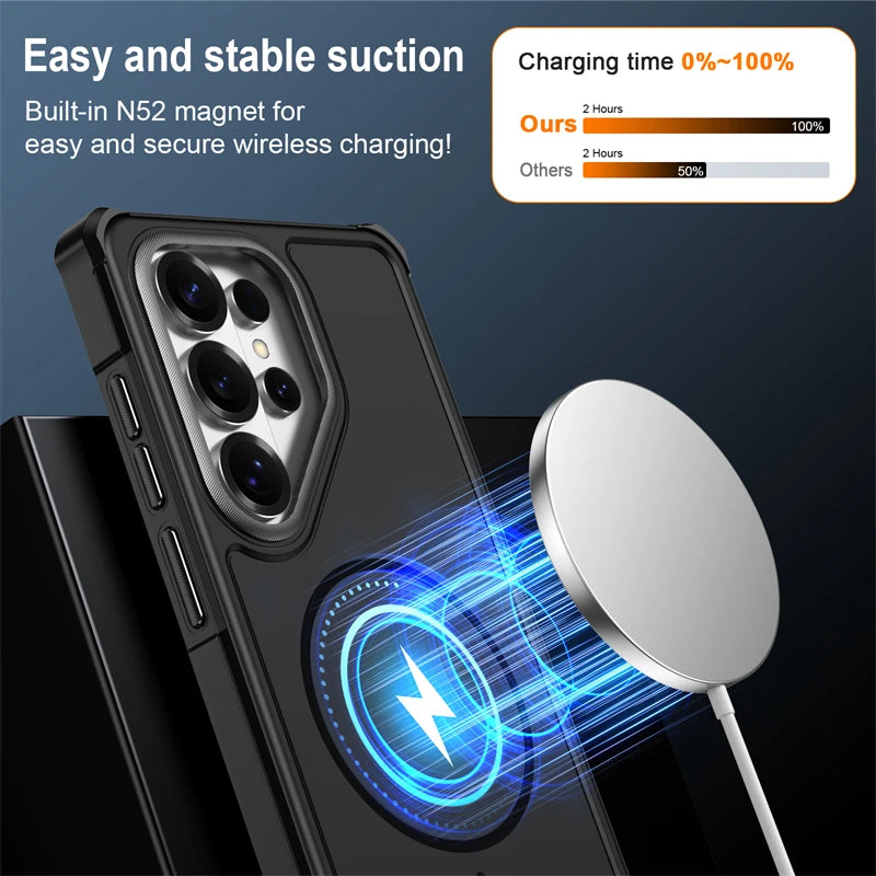 For Magsafe Magnetic Case for Samsung Galaxy S26 S25Edge S24 S23FE S22 Ultra Plus A57 A37 A17 A07 A56 A26 Armor Shockproof Cover