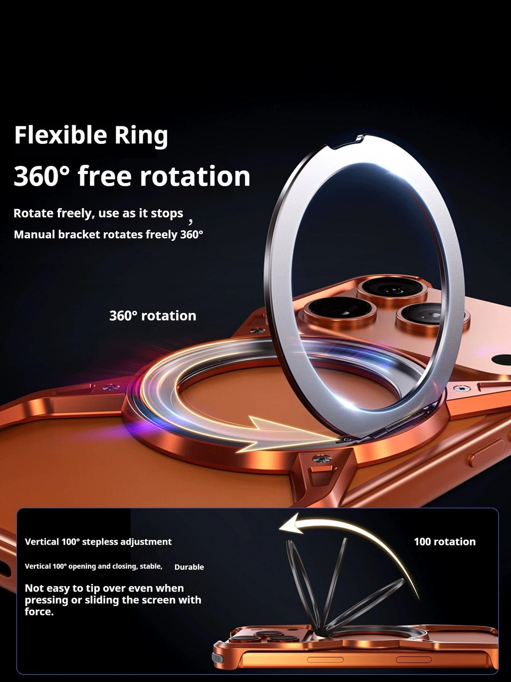 Metal Alloy Punk Frame Phone Case For iPhone 17 16 15 14 13 Pro Max 360 Rotating Bracket Magsafe Ring Magnet Stand Bumper Cover Car Mobile World
