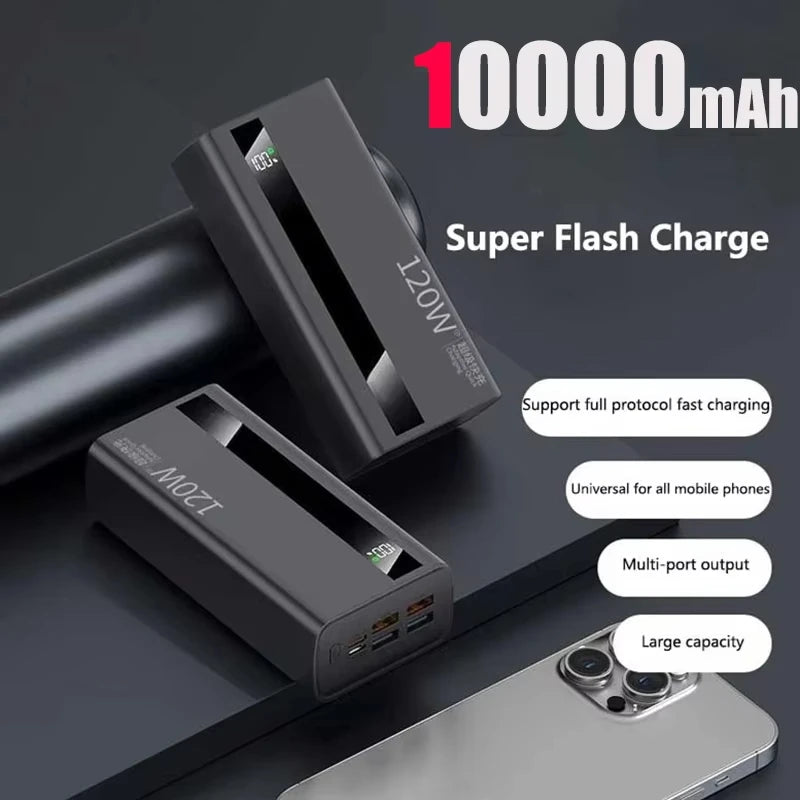 VIVO 1000000mAh Large Capacity Power Bank Digital Display 120W Fast Charging Outdoor Power Supply For Xiaomi Huawei iPhone 2026 Car Mobile World