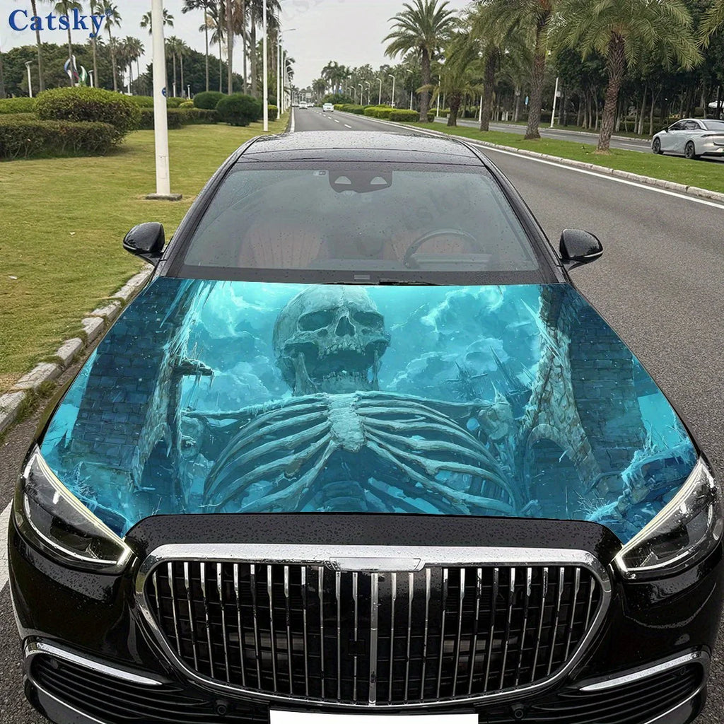 Skeleton Pattern Of Remains Car Hood Vinyl Sticker Wrap Film Engine Cover Decals Sticker Universal Car Hood Protective Film,Car
