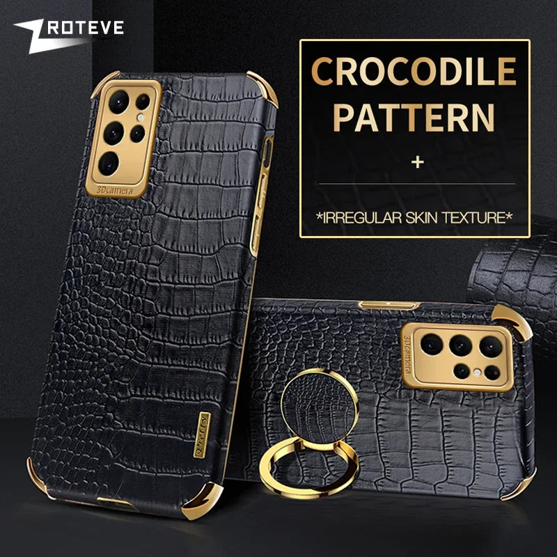 S25 Ultra Case ZROTEVE Crocodile Pattern Leather Cover For Samsung Galaxy S25 Edge S24 S23 FE S22 S21 Plus S24+ S25+ Phone Cases