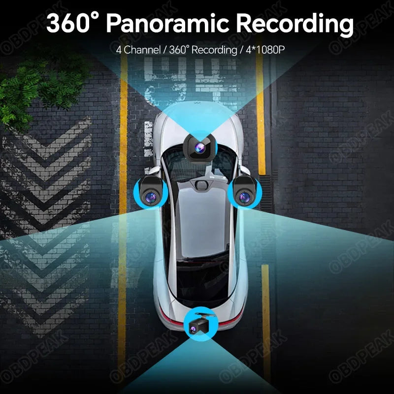 A8 4CH Dash Cam 11.26 Inch 4K WIFI Rear View Mirror 4 Cameras Video Recorder Car DVR Dual Lens ADAS BSD Night Vision 24H Parking