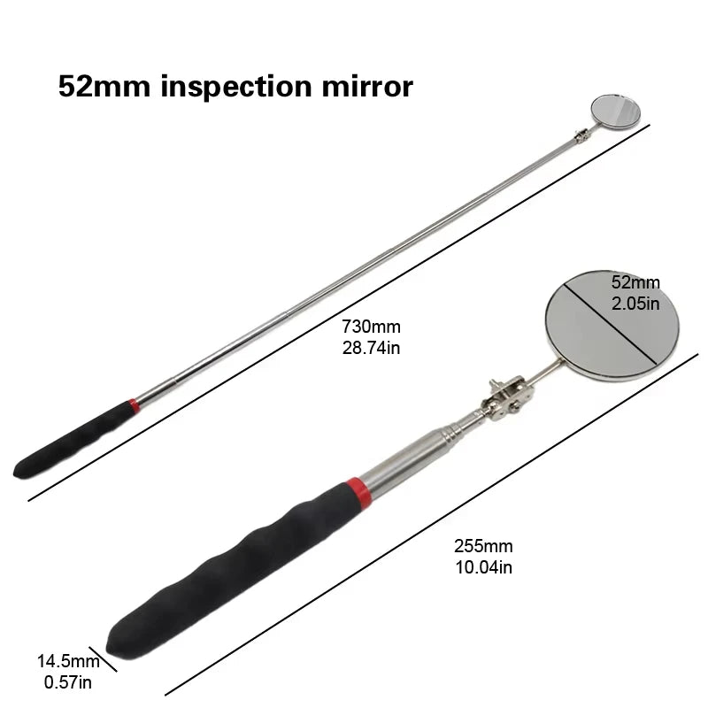 Universal Auto Repair Telescopic Bottom Inspection Mirror 360° Rotating Reflector 52mm Folding Detection Mirror Tool Accessory CM World
