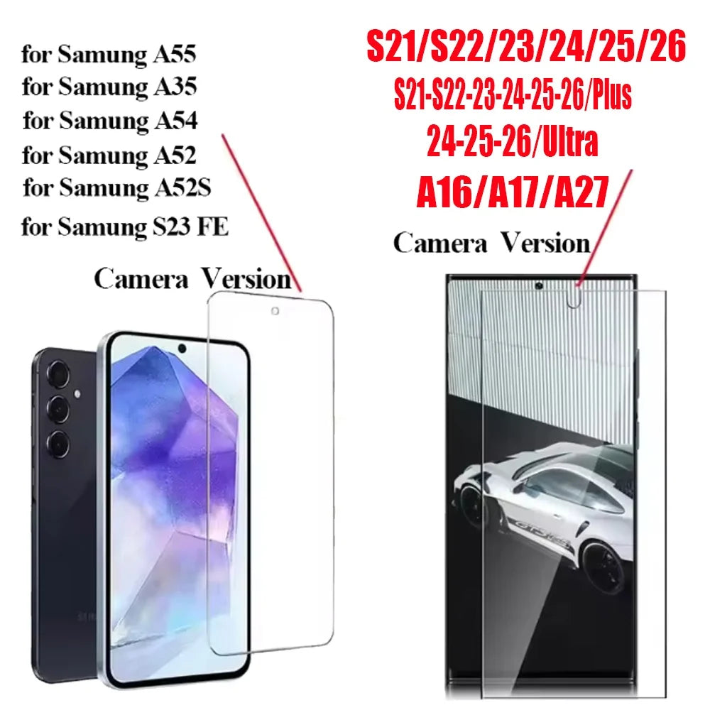 3PCS HD Tempered Glass For Samsung A17 A27 A37 A57 A16 A26 A36 A56 A55 A53 A54 A35 A25 A15 Screen Protector Samsung Galaxy S26 S25 S24 Ultra Cristal Templado S24 FE S23 S22 S21 Plus Car Mobile World