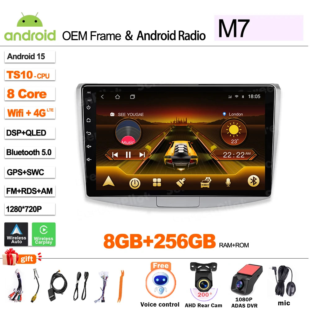 For  Volkswagen VW Passat B6 B7 B8 CC 2007- 2021 android 15 Multimedia Video Player Carplay Intelligent System Wifi 4G 8 Core CM World
