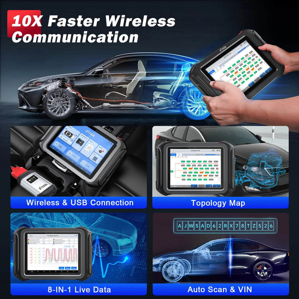 XTOOL D9S Automotive Diagnostic Tools OBD2 Scanner ECU Coding Topology Map Bi-Directional Key Programmer CANFD DOIP