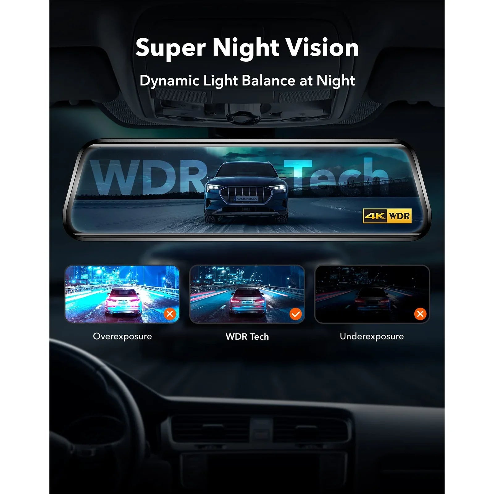 WOLFBOX G930 10 Inch Wifi Dash Camera 4K Car DVR FOV 140 Mirror Camera Dash Cam Car 24H Parking View Touch Screen Video Recorder Car Mobile World