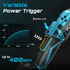 SEESII 21V 6.3'' Extended Electric Ratchet Wrench 3/8'80Nm Cordless Electric Wrench Rechargeable Angle Wrench Car Handheld Toolsfor Makita 18v Battery Pin