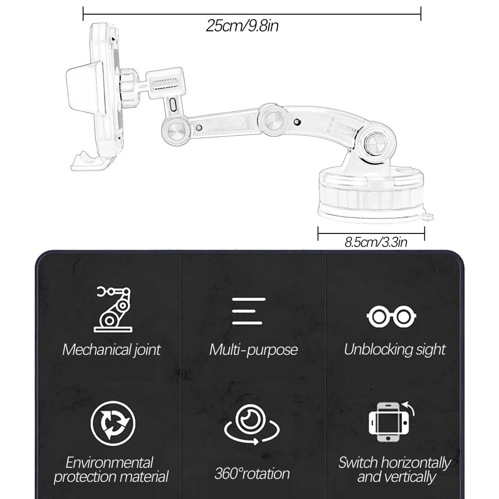 360 Rotation Universal Cell Phone Holder Stand Windscreen Windshield Dashboard Mount Mobile GPS Bracket Support Car Trunk Pickup CM World