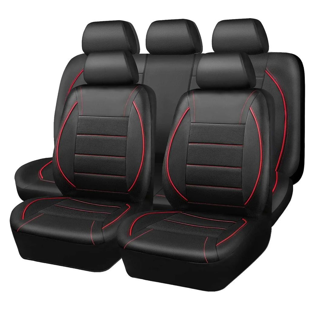 Universal Leather Car Seat Covers Red Simple Waterproof 5 Seat Car Seat Cover Car Mobile World
