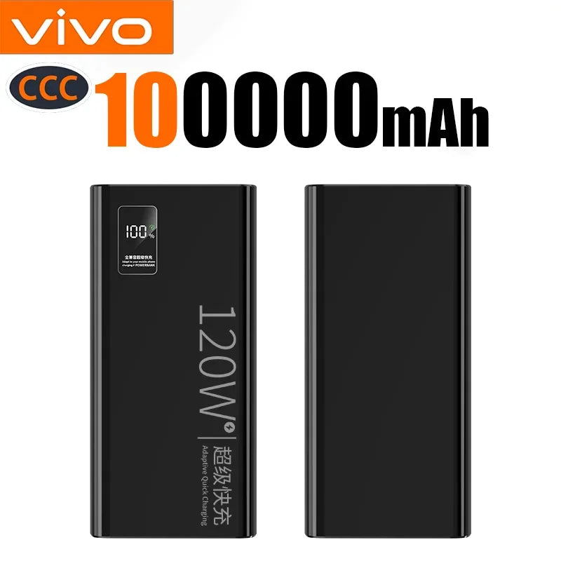 VIVO 2026 Large Capacity 500000mAh Powerbank 120W Fast Charging LEDPower Bank Portable Battery Charger Supply For Iphone Samsung Car Mobile World