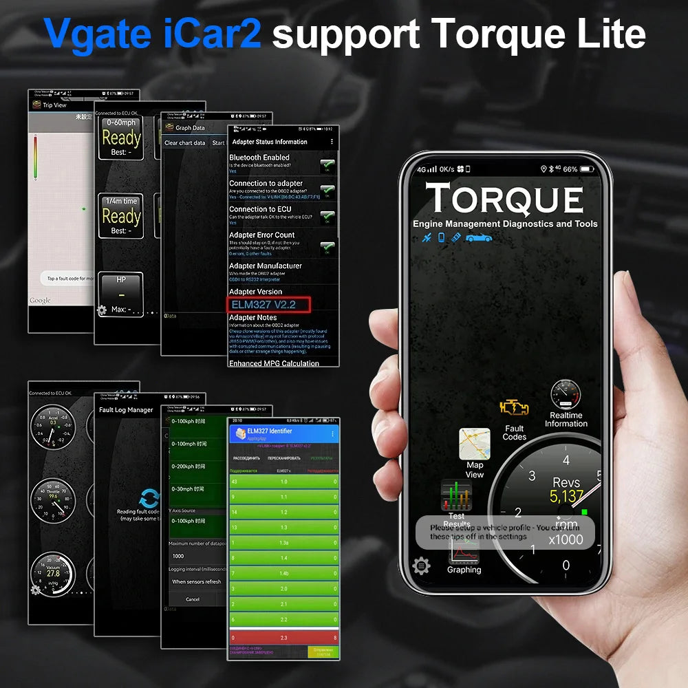 Vgate iCar2 ELM327 V2.2 OBD2 Scanner For Android iOS Bluetooth 3.0 WiFi OBD 2 Car Diagnostic Tool Code Reader PK KONNWEI KW906 Car Mobile World