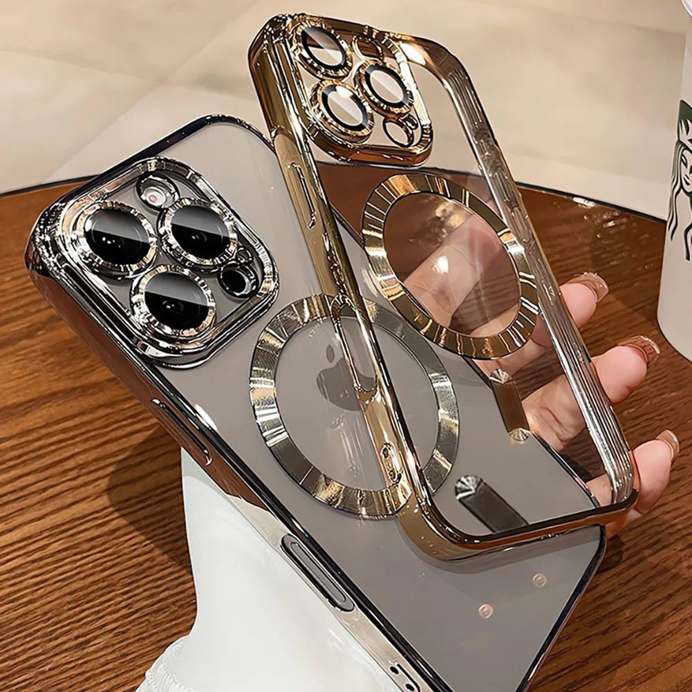 New Official Desert Gold Phone Case For iPhone 16 17 15 14 13 12 11 Pro Max Clear For Magsafe Magnetic Lens Protector Soft Cover