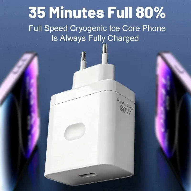 80W Fast Charger Charging Adapter + USB To Type C Charge Cable for Oneplus 13 12 11 10 Pro 13r 12r Nord CE 2 3 4 Lite Ace 5 Pro Car Mobile World