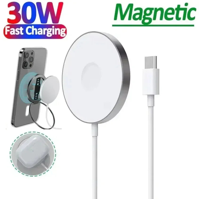 30W Fast Charger Original Magnetic Wireless Device For iPhone 16 15 14 Pro Max Mini USB C 8 Plus XR X XS MAX Airpods