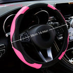 Carbon fiber pattern PU leather steering wheel cover with no inner ring design, full elasticity, anti slip and wear-resistant, m CM World