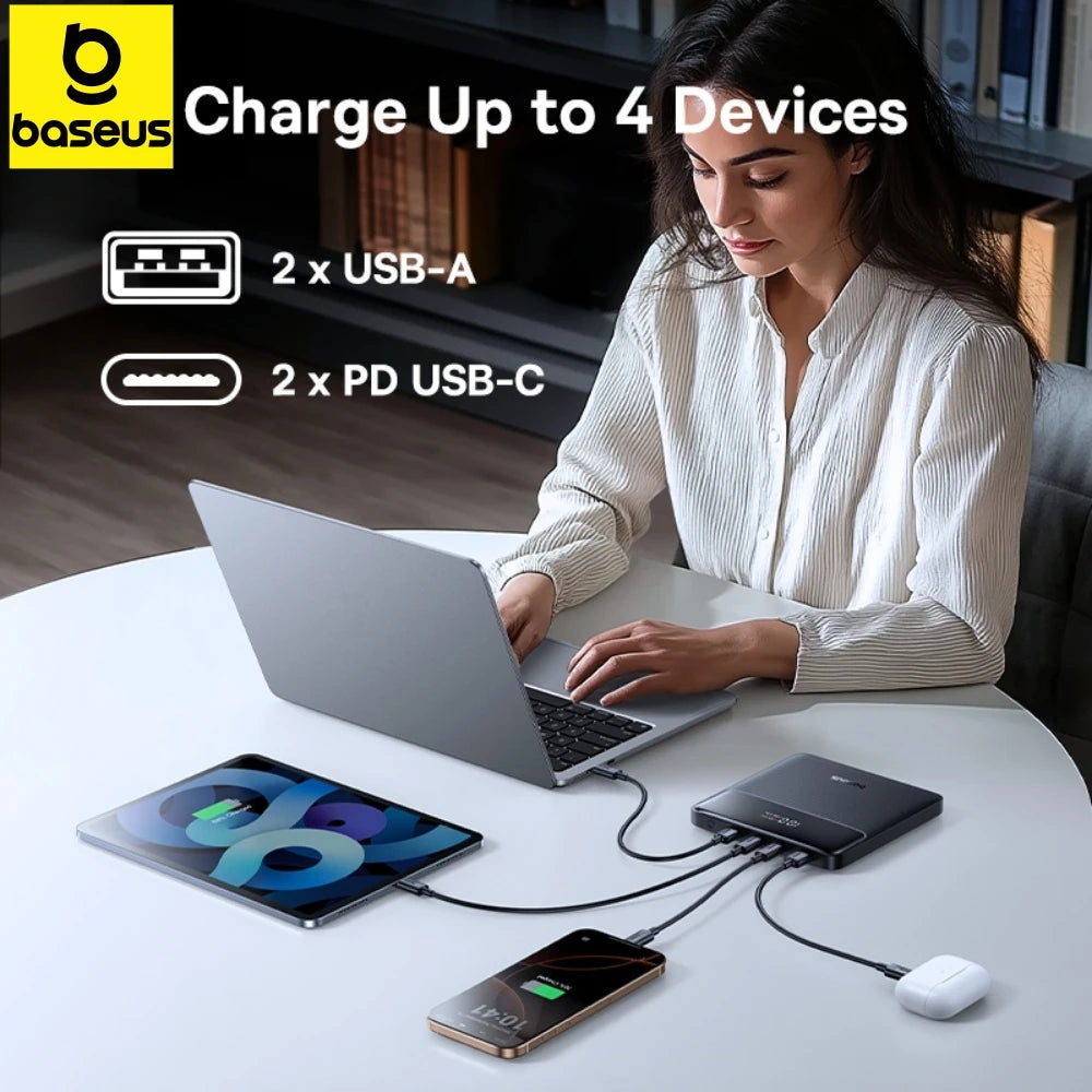 Baseus 100W Power Bank 20000mAh Fast Charging Type C Powerbank External Battery for Laptops MacBook for iPhone 17 16 15 Pro Max Car Mobile World