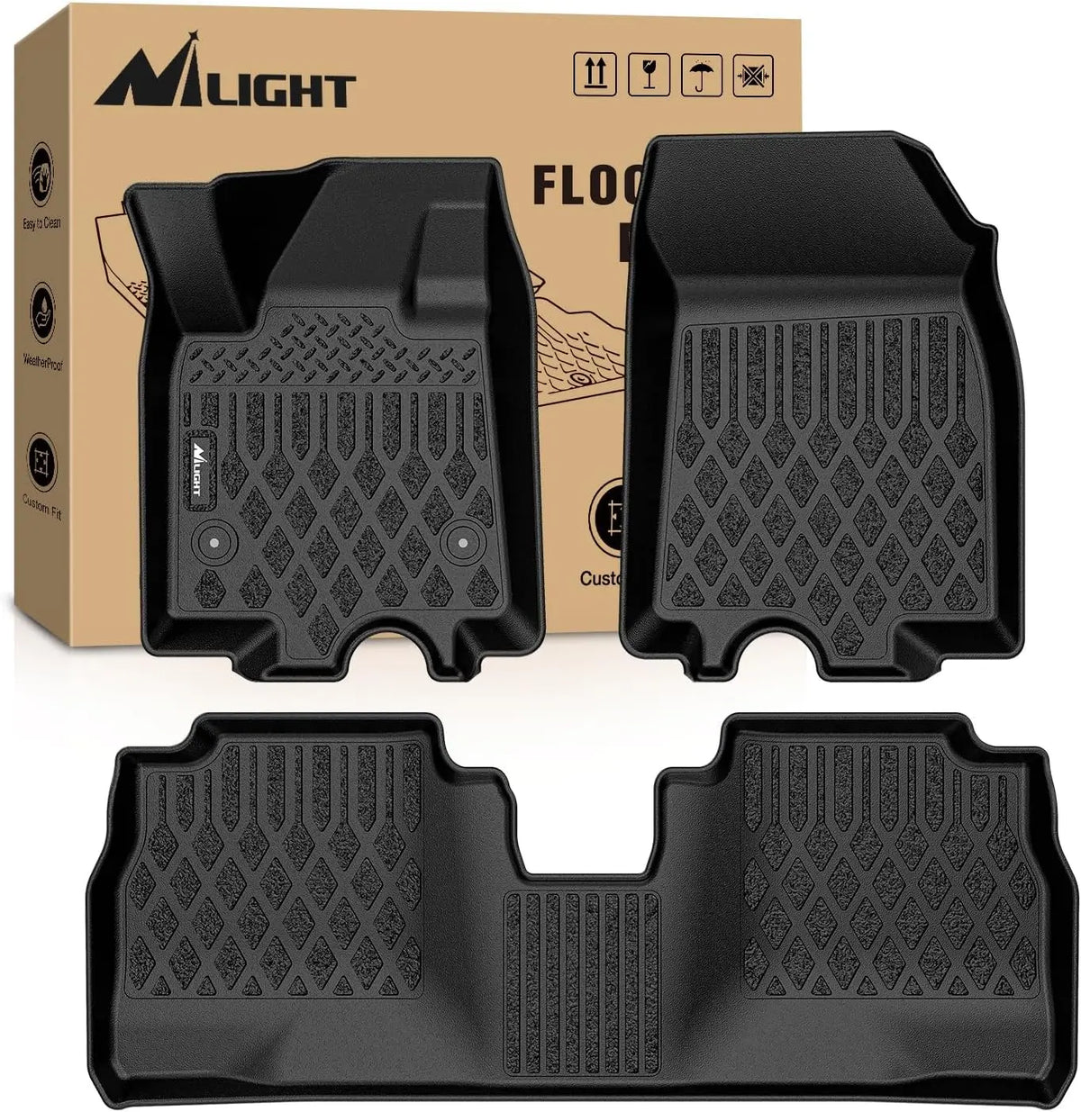 Nilight TPE Custom Fit TPE Floor Mats for Chevy Equinox 2025 Equinox EV 2024-2025 Malibu 2016-2025 Cruze 2016-2020 Blazer 2019-2023 Colorado Crew Cab 2015-2022 Trax 2024-2025 All Weather Waterproof
