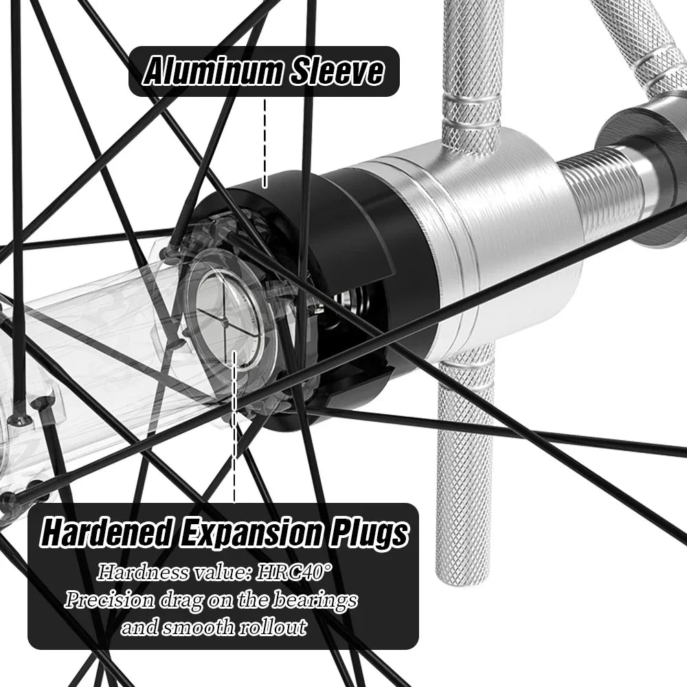 LEBYCLE Hub Bearing Removal Tool for MTB/Road Bike Front/Rear Wheels, Bicycle Hub Base Repair Tool with Durable Alloy Adapters CM World