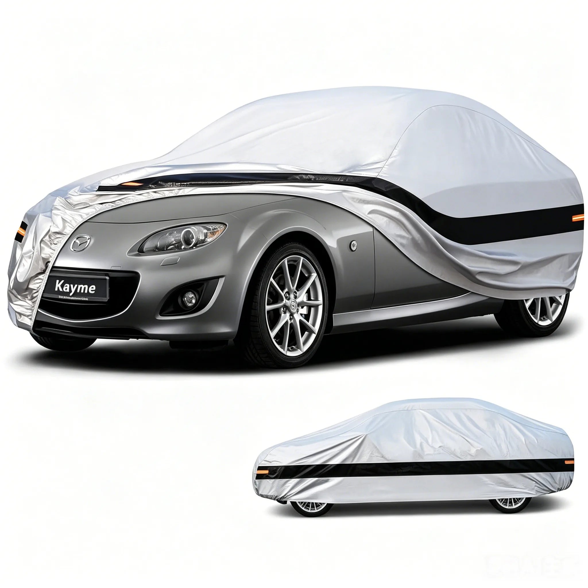 Kayme 10 Layer Car Cover All Weather 100% Waterproof Outdoor Car Covers Rain Snow UV Dust Protection For Sedan/Suv/Hattchback Car Mobile World