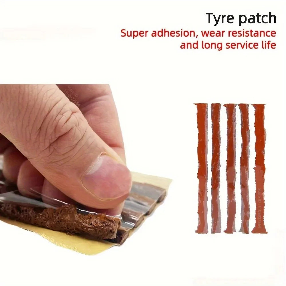 All-in-One Tire Repair Kit: Car Motorcycle Bike Truck Emergency Puncture Plug Tool with Rubber Strips - Roadside & Garage Use CM World