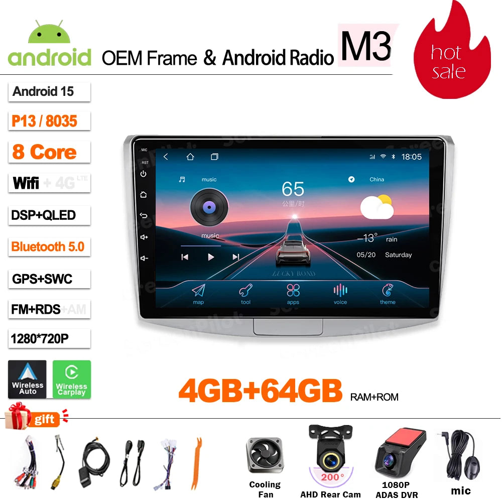 For  Volkswagen VW Passat B6 B7 B8 CC 2007- 2021 android 15 Multimedia Video Player Carplay Intelligent System Wifi 4G 8 Core CM World